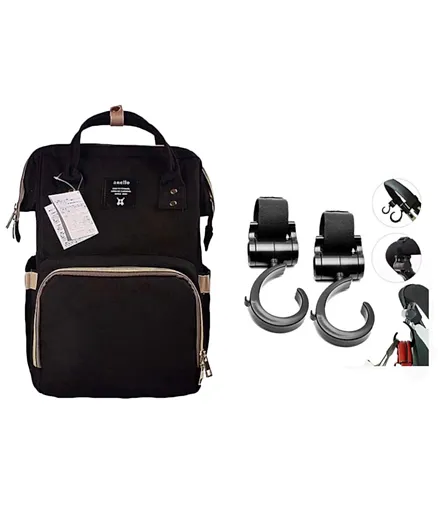 Pikkaboo Anello Diaper Backpack with Hooks - Black