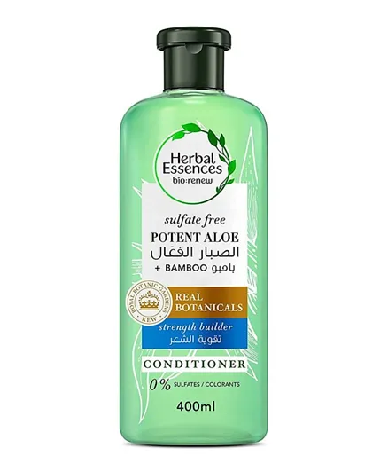 Herbal Essence Hair Strengthening Sulfate-Free Potent Aloe Vera Bamboo Natural Conditioner for Dry Hair - 400ml