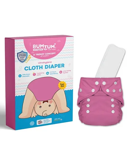Bumtum Baby Cloth Diaper Free Size - Pink