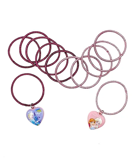 Disney Frozen Hair Elastic Band Pack of 12 - Red & Pink