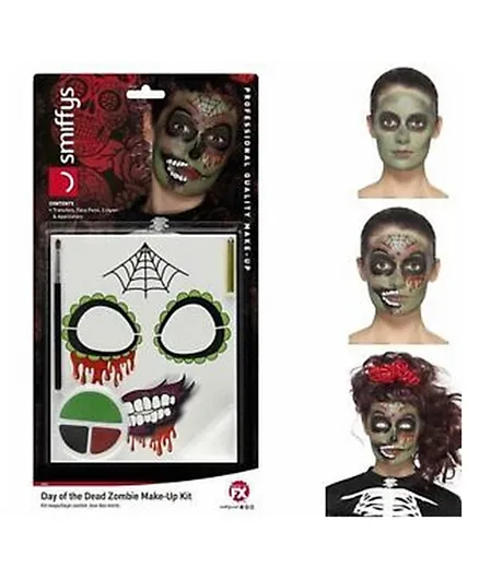 Smiffys Day Of The Dead Zombie Make Up Kit Grease - Multicoloured