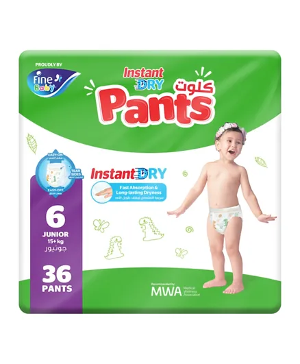 Fine Baby Instant Dry Pants Diaper Size 6 Junior - 36 Pieces