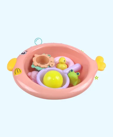 HAIJAIBAO Baby Bathtub Round fish basin with bath accessories + plastic animals