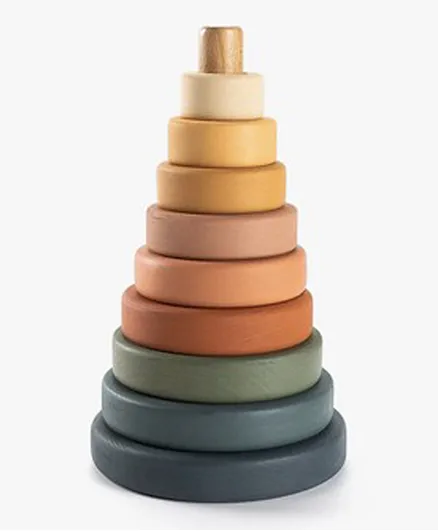 Sabo Concept Wooden Ring Stacker Toy - Green And Mustard