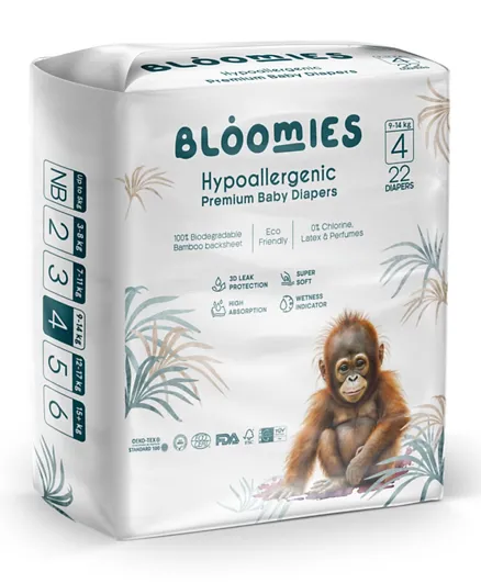 Bloomies 3D Leak Protection Premium Baby Diapers Size 4 - 22 Pieces