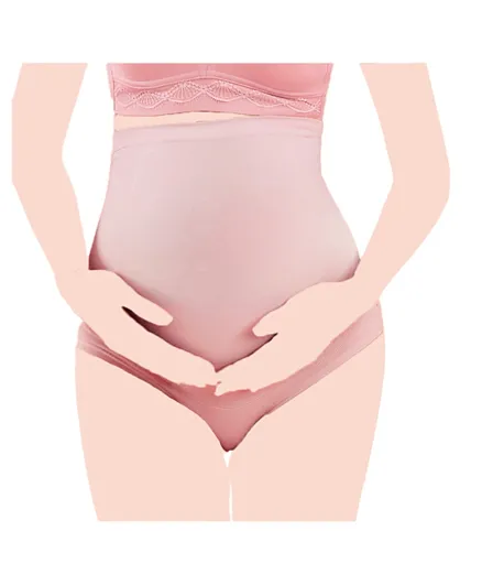 Sunveno High Waist Pregnancy Support Cotton Panties - Pink
