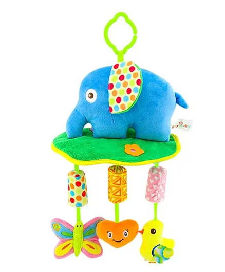 Happy Monkey Crib Hanging Plush Soft Rattle Pack of 1 - Elephant
