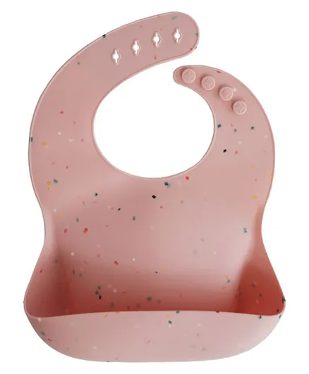 Mushie Silicone Baby Bib - Powder Pink Confetti