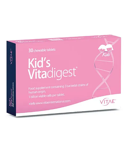 Vitae Vitadigest Kids Probiotic Chewables for Gut Health, 30 Tablets - Digestive Support for Ages 6+ Months