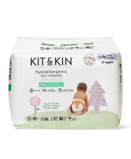 Kit & Kin Eco Diapers Size 4 - 32 Pieces