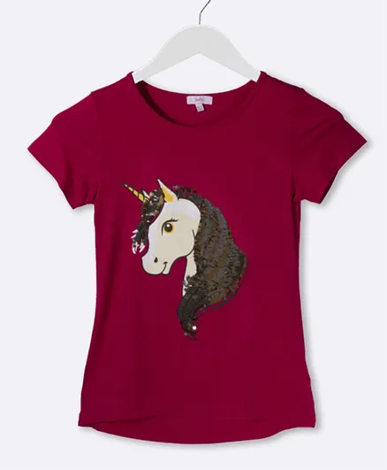 Jelly Unicorn Sequins T-Shirt - Red