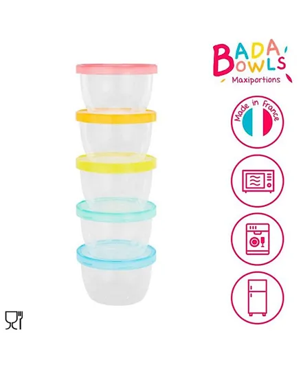 Badabulle Baby Bowls with Lid Food Storage Containers Pack of 5 - 250ml each