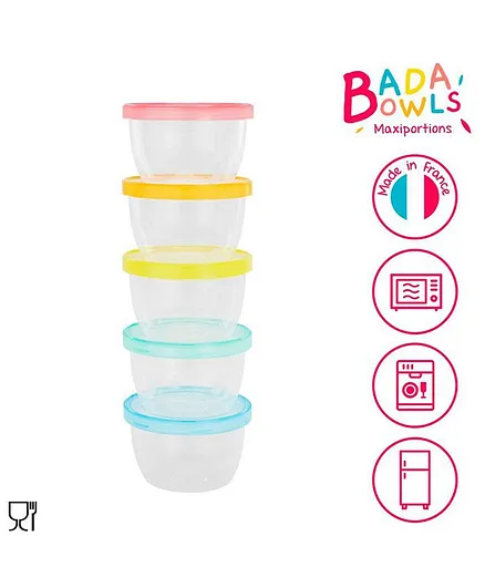 Badabulle Airtight Baby Bowls with Closing Lid Pack of 5 - 250ml each