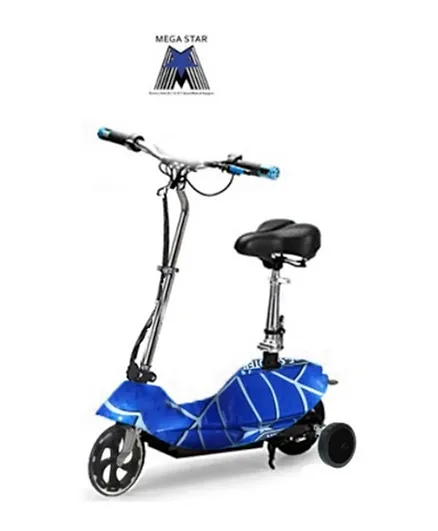 Megawheels Zippy 24V Electric Scooter with Training Wheels - Blue Spider