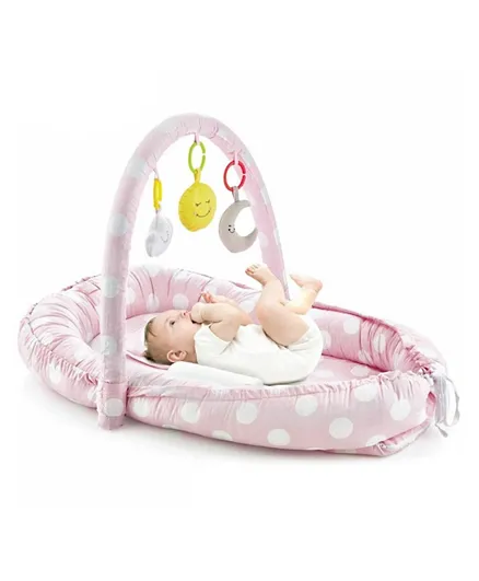 Babyjem Baby Bed with Toys and Edge Protectors - Pink