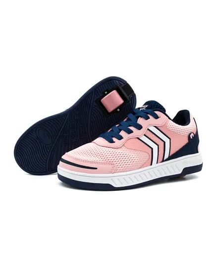 Breezy Rollers Striped Shoes With Wheels - Pink