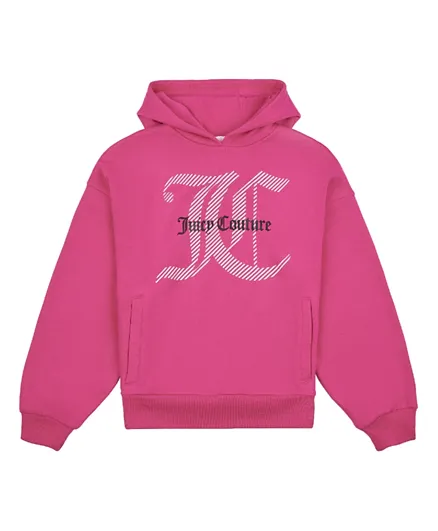 Juicy Couture Logo Graphic Oversized Hoodie - Fuchsia