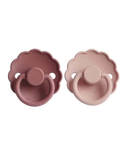 FRIGG Daisy Silicone Baby Pacifier 2-Pack Blush/Woodchuck - Size 2