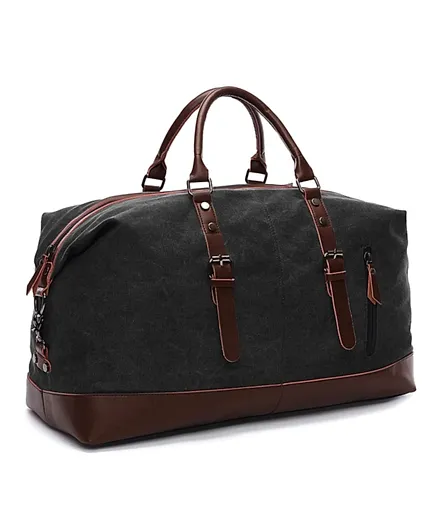 Sambox Weekender Leather Duffle Bag -  Black