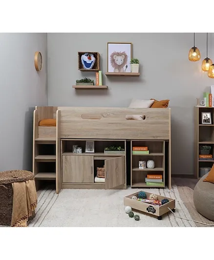 PAN Home Tangled Kids Loft Bed With Desk & Storage - Natural