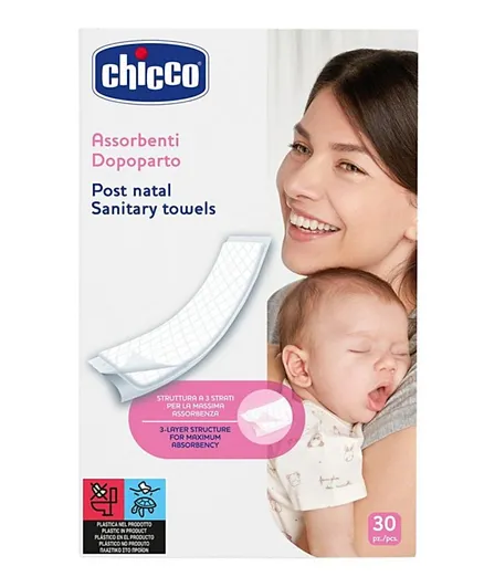 Chicco Postpartum 3-Layer Sanitary Towels - 10 Pieces