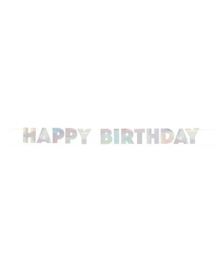Unique Iridescent Foil Happy Birthday Banner - Silver