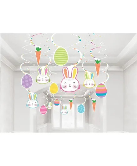 Party Centre Hello Bunny Easter Swirl Decoration - 30 Pieces