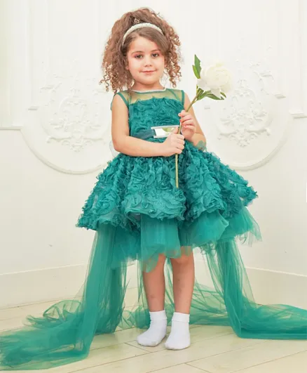 Liba Fashion Zyva Beautiful Flower Long Tail Party Dress - Green