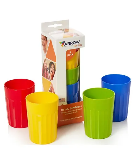 Arrow Home Primary Tumbler Assorted Colours Pack of 4 - 296ml