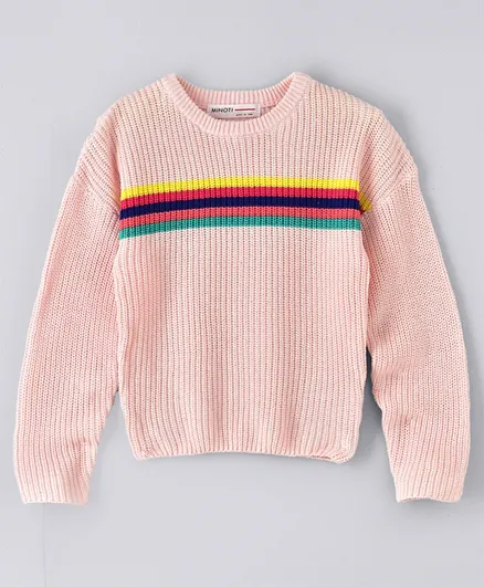 Minoti Knitted Jumper With Lurex Detail - Light Pink
