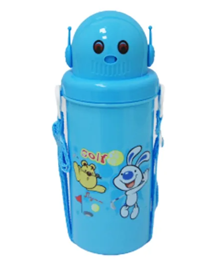 زجاجة ماء بلاستيكية من سارفاه مع ماصة زرقاء - 350 مل