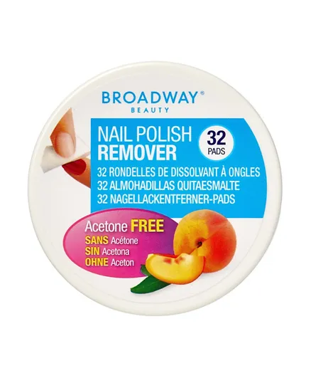 Broadway Nail Polish Remover Pads Peach Scented 36c - 32 Pads