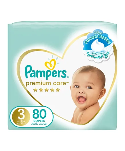 Pampers Premium Care Taped Diapers Size 3 - 80 Pieces