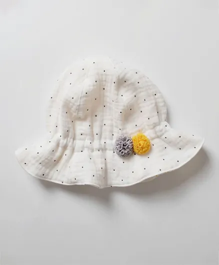 The Girl Cap Polka Dots Hat - White