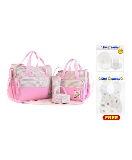 Star Babies Diaper Bag & Disposable Breast Pads with Free Bibs