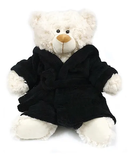 Carvaan Teddy with Bathrobe Black & Cream -  38 cm