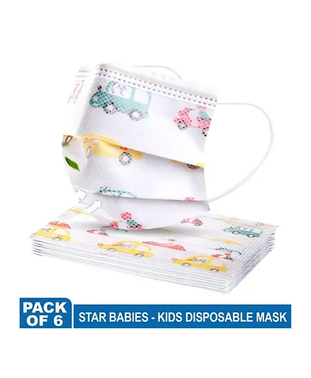Star Babies Space Prints Kids Disposable Mask - Pack of 6