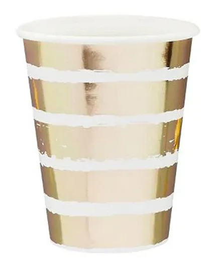 Hootyballoo Gold Striped Paper Cups 8 Pieces - 236.5mL