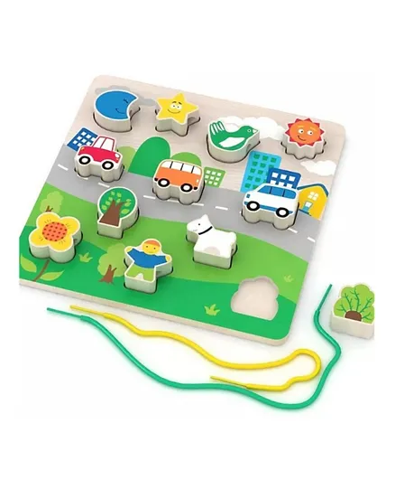 A Cool Toy 2 In 1 Lacing Beads & Puzzle - 12 Pieces