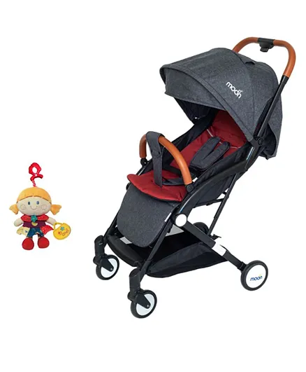 Moon Ritzi Black & Red Cabin Stroller + Girl Pull String Musical Clip-On Toy - Pack of 2