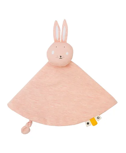 Trixie Mrs Rabbit Baby Comforter, Cotton Twill & Jersey with Pacifier Holder, 0-24m, 28x28cm Comfort Bedtime Accessory