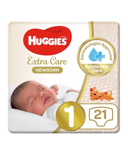 Huggies Extra Care Pack Newborn Diapers Size 1 - 21 Pieces