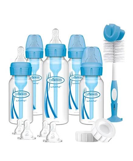 Dr. Brown's PP Narrow Anti-Colic Options+ Feeding Bottle Set Blue - 17 Pieces