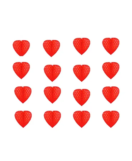 إيتالو ديكور حفلات ورقي على شكل قلب باللون الأحمر - 8 قطع