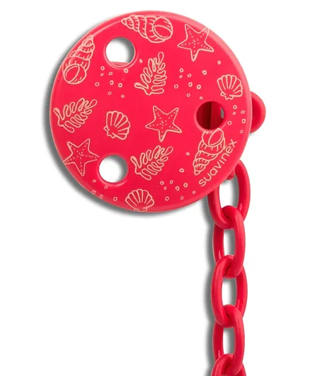 Suavinex Chain Soother Round Clip  - Red