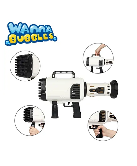 Wanna Bubbles - Mega Bubble Blaster Gun 60 Nozzles Rechargeable