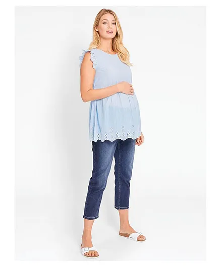 JoJo Maman Bebe Broderie Blouse - Blue