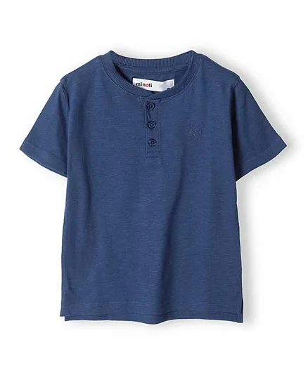 Minoti Slub Jersey Grandad T-Shirt -  Dark Blue