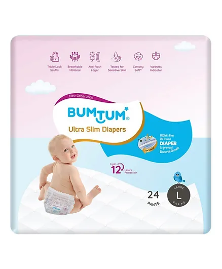 Bumtum Ultra Slim Baby Pant Style Diapers Size 4 - 24 Pieces