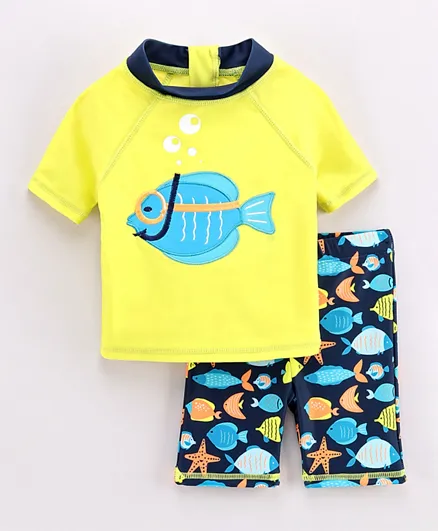 Minoti Fish 2 Piece Swimsuit - Lime